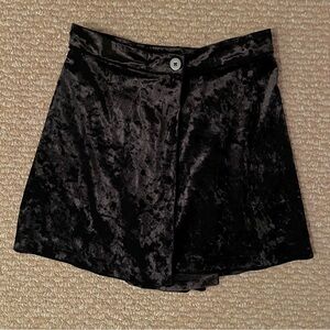 Black Crushed Velvet Shorts
